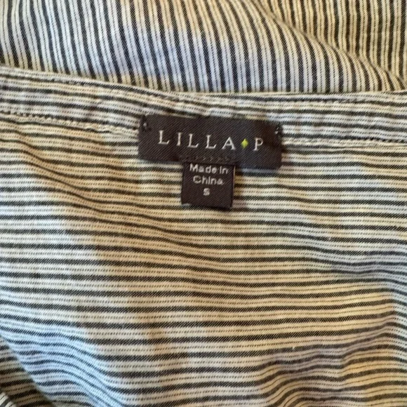 Lilla P Split Neck Striped Sleeveless Lined Cotton Shirt Dress Women’s S Midi - Picture 2 of 14